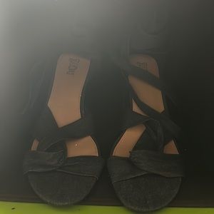 Open Toe Blue Denim & Open Toe Pink Suede Heels